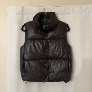 NWOT ZARA Vegan Leather Puffer Vest